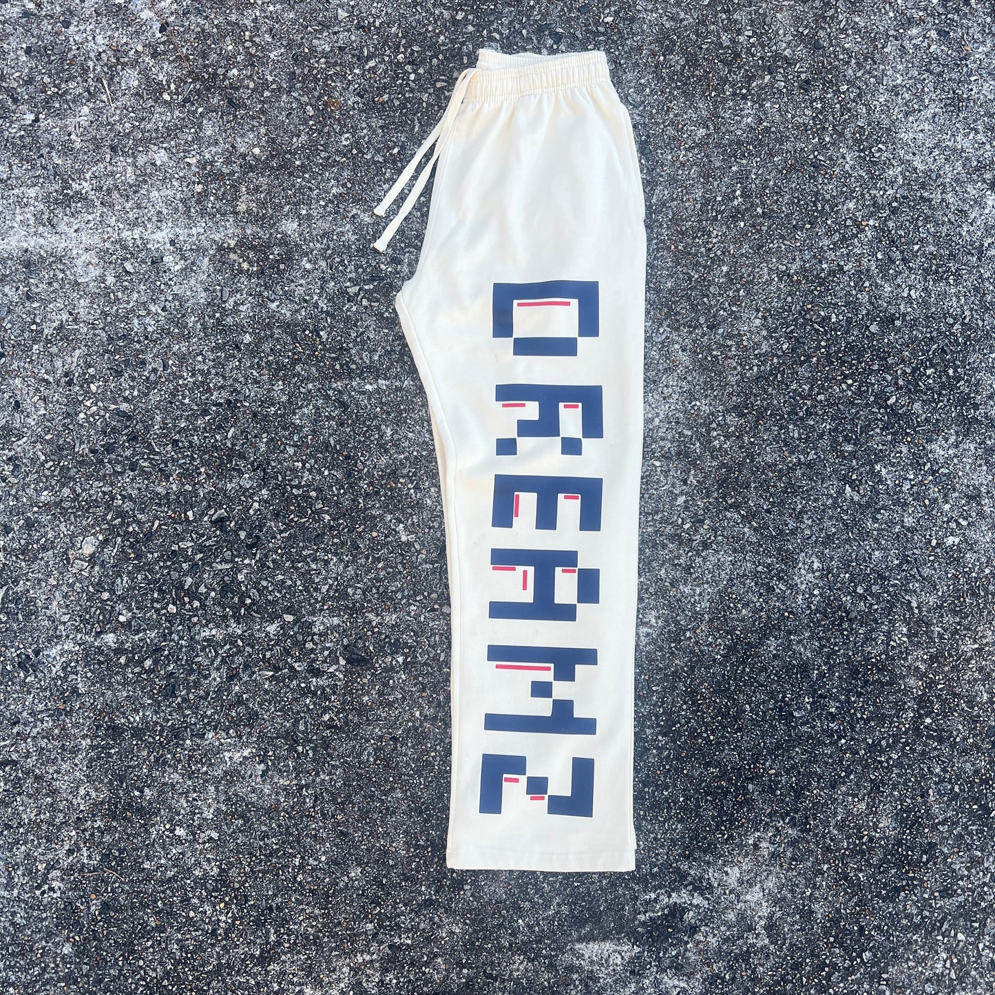 DREAMZ PIXEL SWEATPANTS (CREAM + NAVY/RED)
