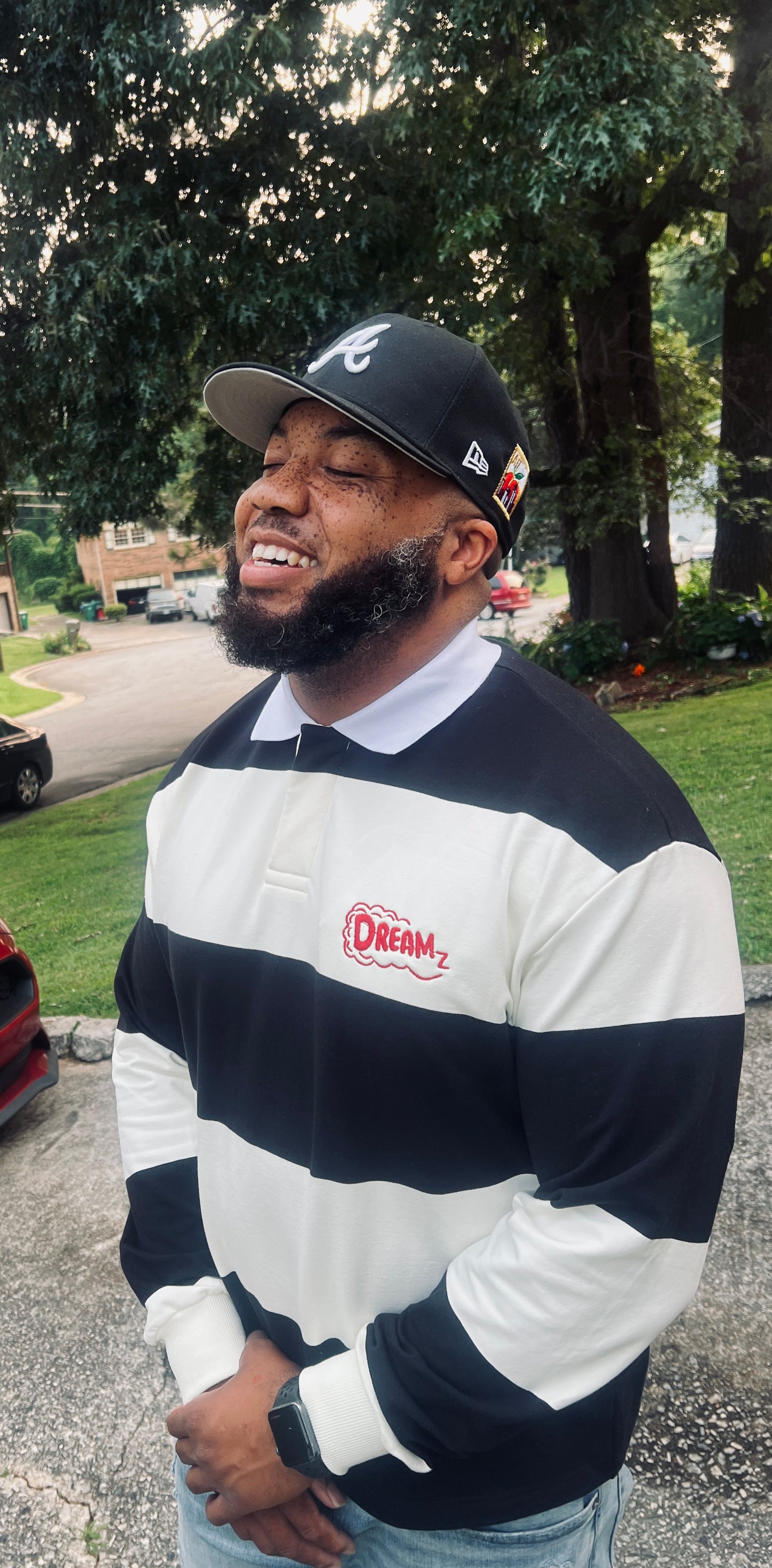 Oversized Fit Striped Dreamz Collar Rugby