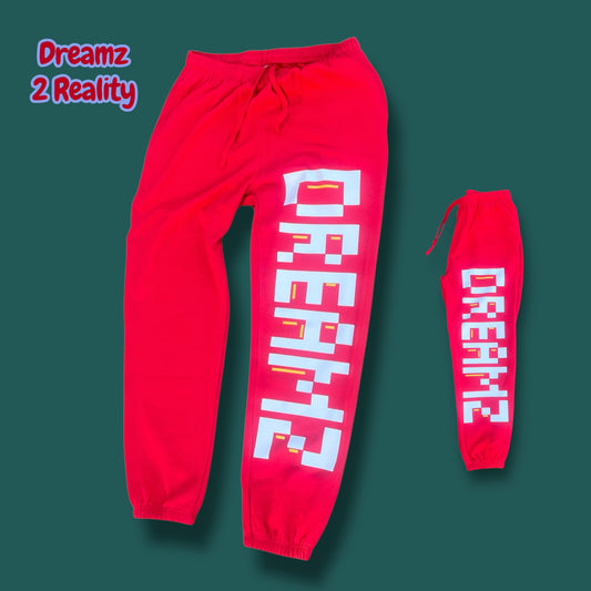 DREAMZ PIXEL SWEATPANTS (RED + WHITE/YELLOW)